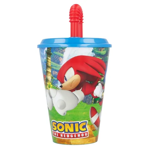 Sonic-Becher mit Deckel und Strohhalm, 430 ml