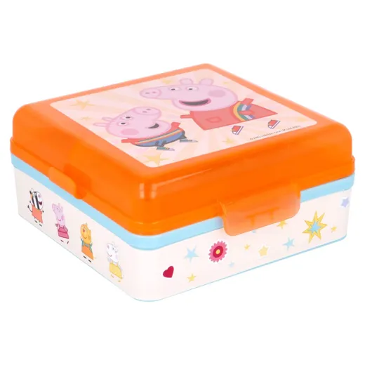 Peppa Pig "FREUNDLICHKEIT ZÄHLT" - quadratische Lunchbox mit Fächern