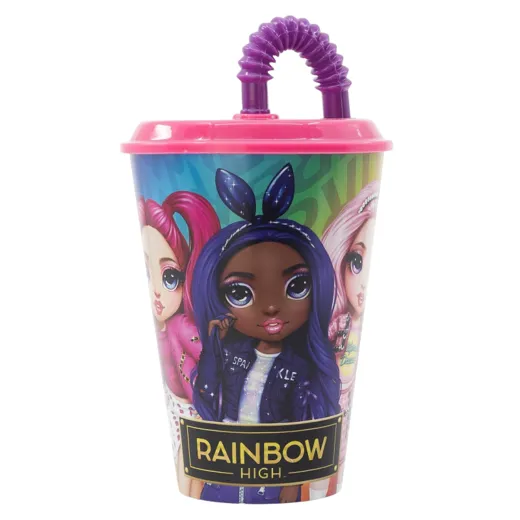 Rainbow High - Becher mit Deckel und Strohhalm, 430 ml