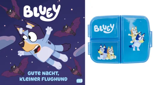 Bluey - Geschenkset Buch und Lunchbox