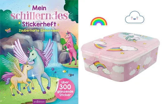 Einhorn - Geschenkset Buch und Lunchbox