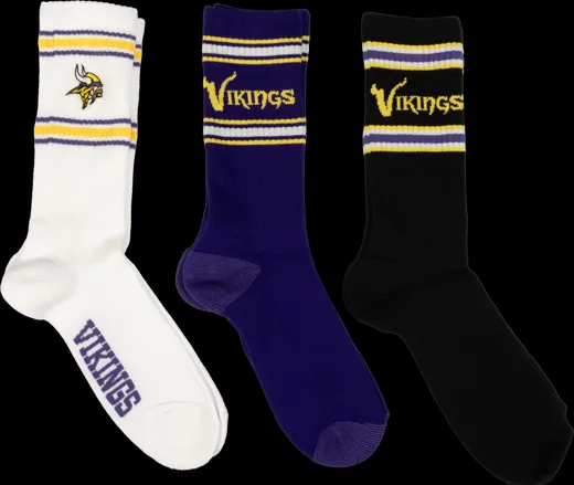 Minnesota Vikings 3pk Crew Socks 43-46