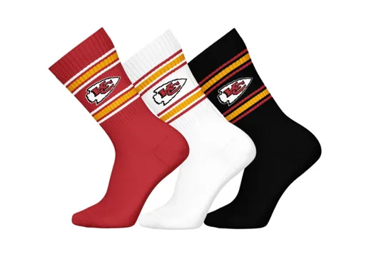 Kansas City Chiefs 3pk Crew Socks 35-38