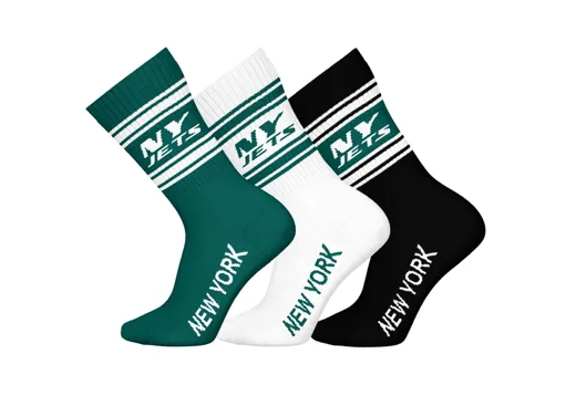 New York Jets 3pk Crew Socks 39-42