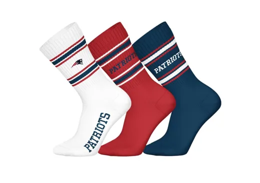 New England Patriots 3pk Crew Socks 39-42