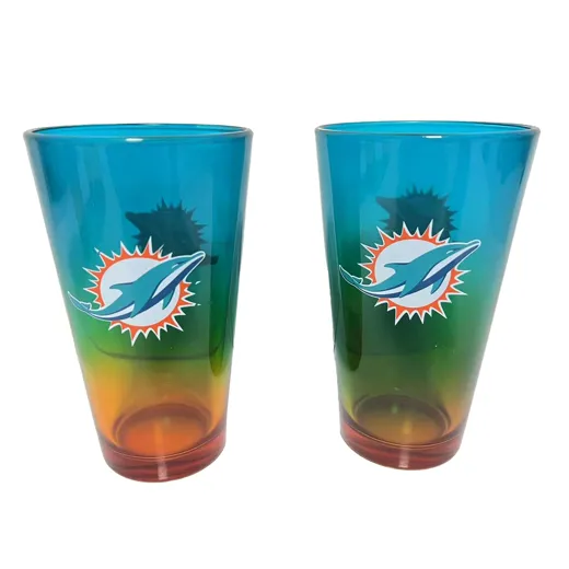 Miami Dolphins Pint Glass Set 16 oz./475 ml